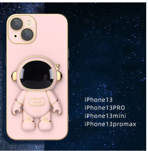 AstroShield phone case series featuring a pink TPU case with an astronaut design for iPhone13 models.