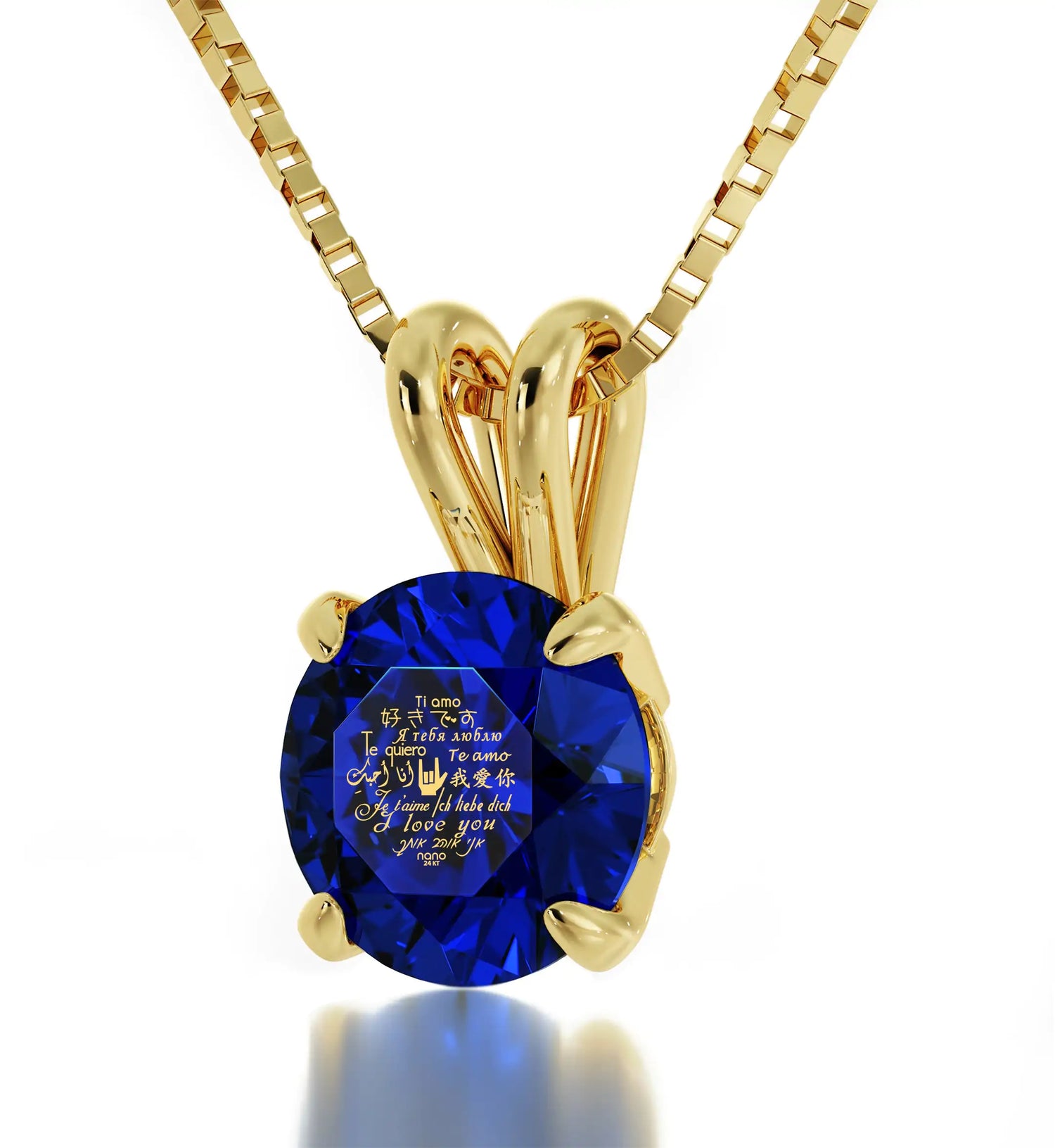 Golden Embrace Multilingual Love Pendant
