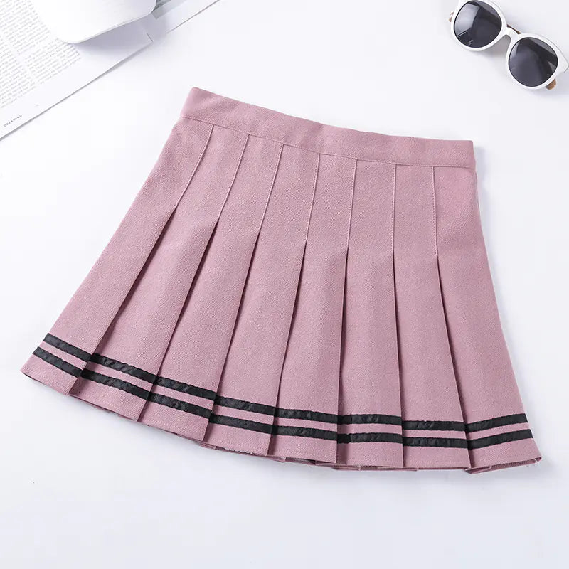 Chic Striped A-Line Pleated Skirt
