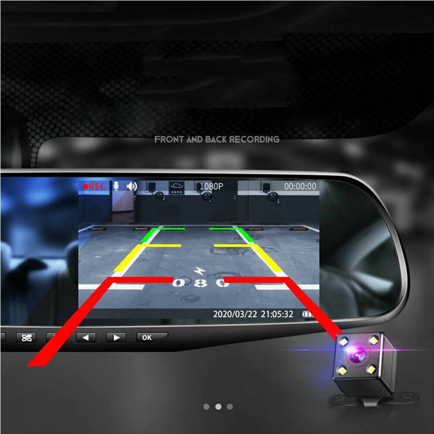 HD 1080P Car DVR Dual Dash Cam Mirror