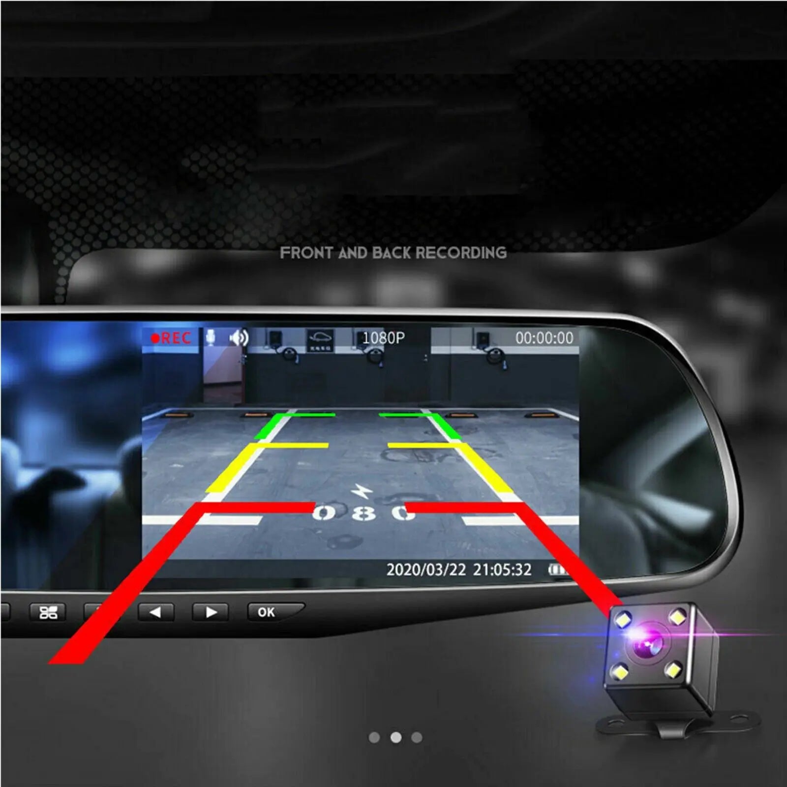 HD 1080P Car DVR Dual Dash Cam Mirror