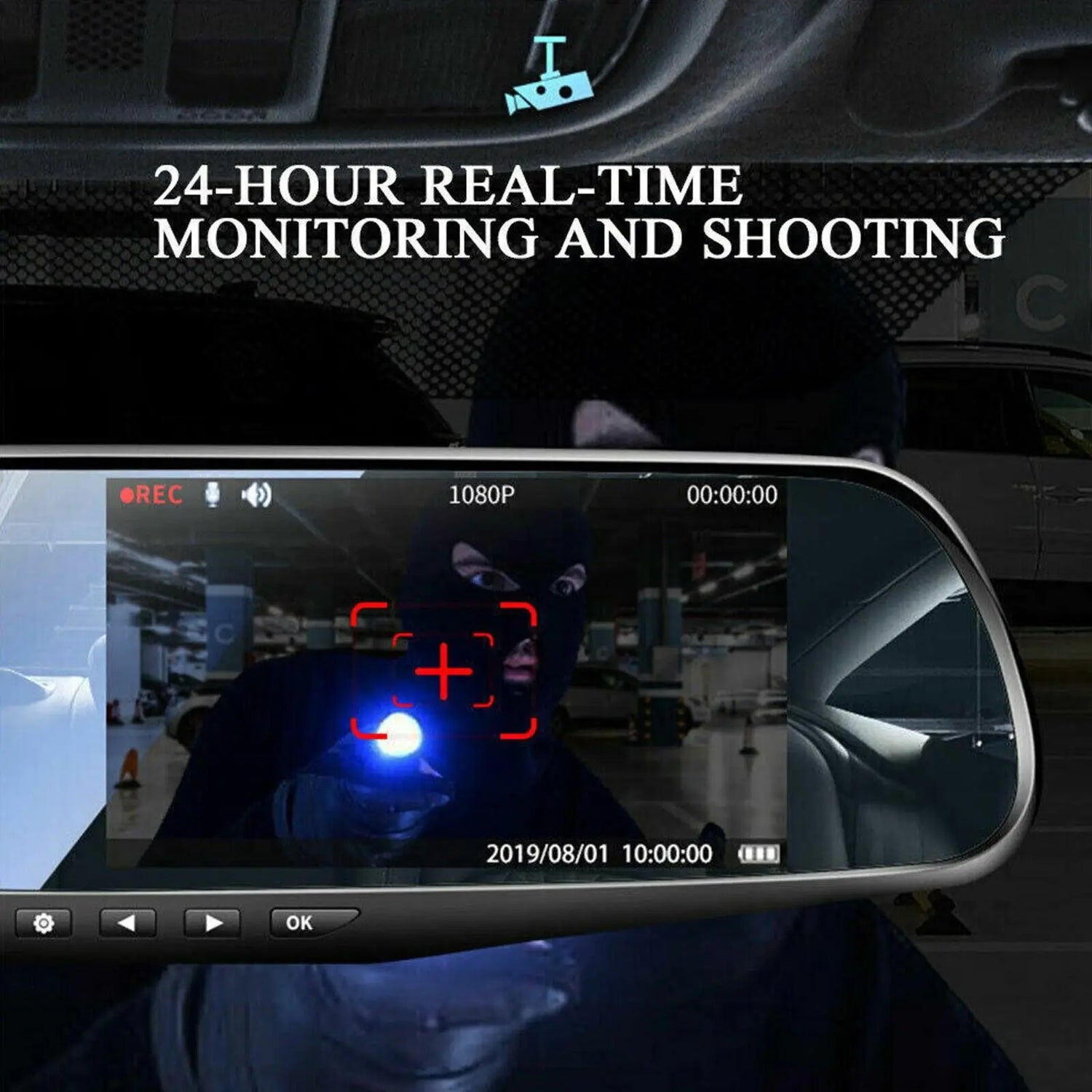 HD 1080P Car DVR Dual Dash Cam Mirror