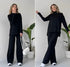 Chic Turtleneck & Tailored Pants Duo showcasing a stylish woman in black turtleneck and tailored pants, perfect for any occasion.