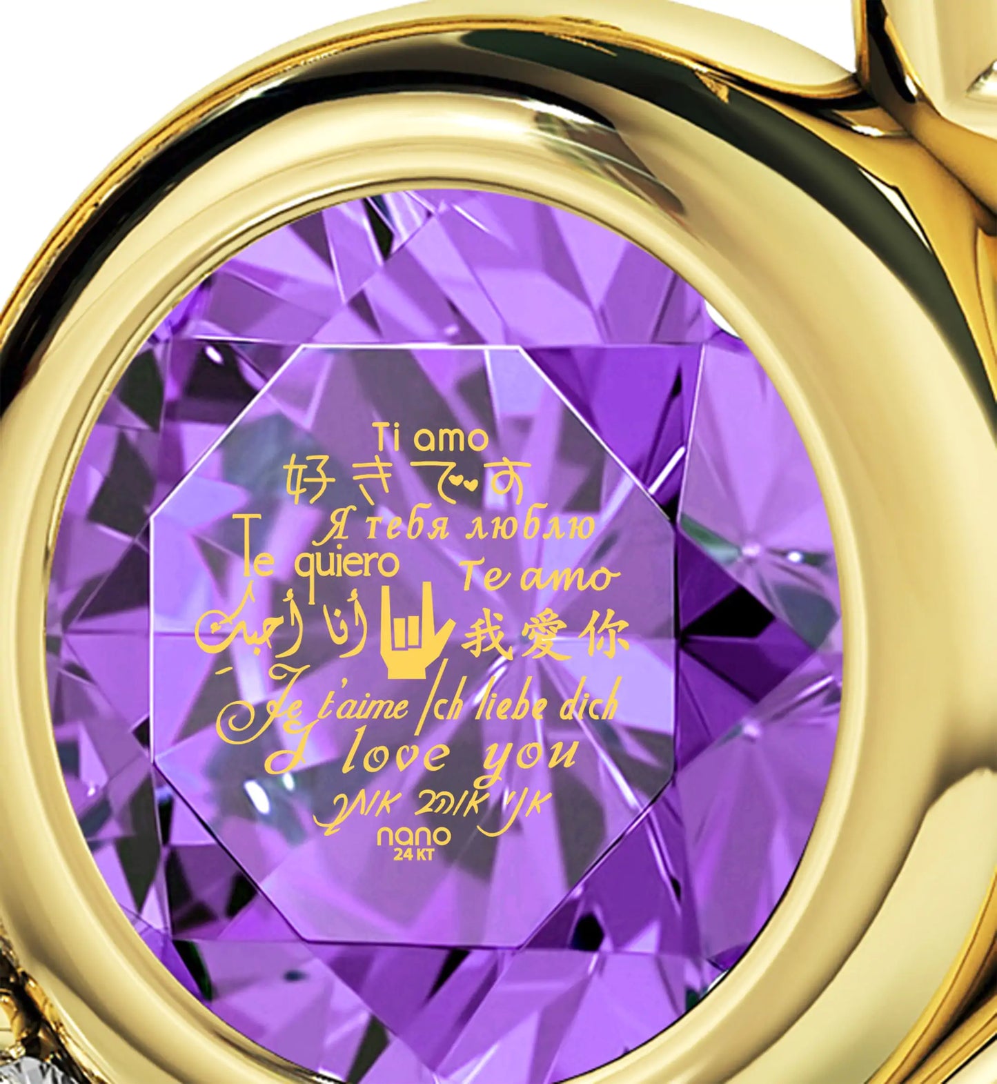 Multilingual Love Heart Pendant Necklace