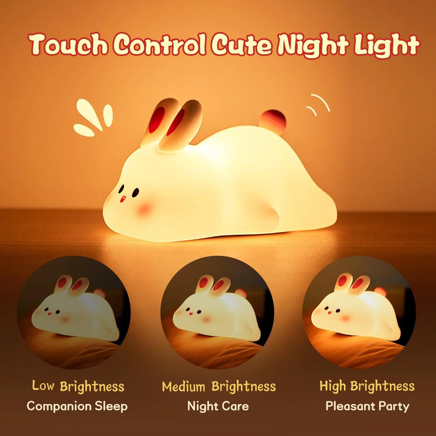 Rabbit Silicone Night Light with Touch Sensor