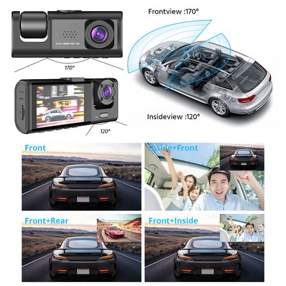 HD Triple View Dash Cam with G-Sensor
